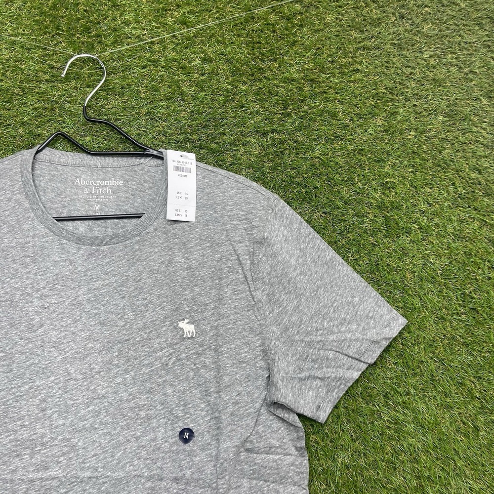 Abercrombie Fitch Shirt Mens Medium Gray Short Sleeve Crew Neck Tee Casual NWT
